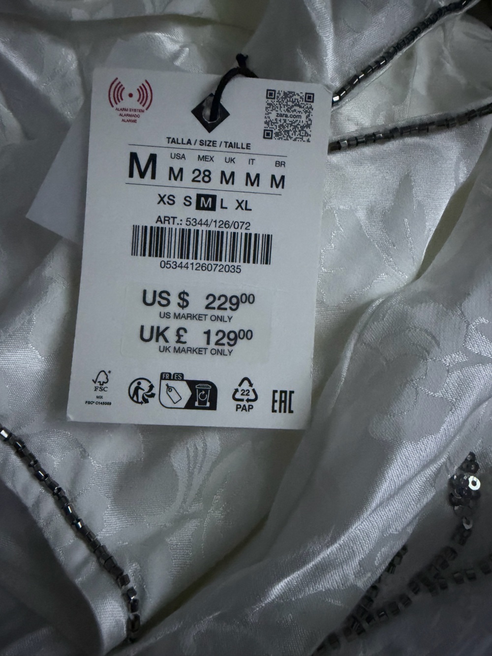🔥🔥Zara White Satin Embroidered Maxi Dress - Picture 7 of 7
